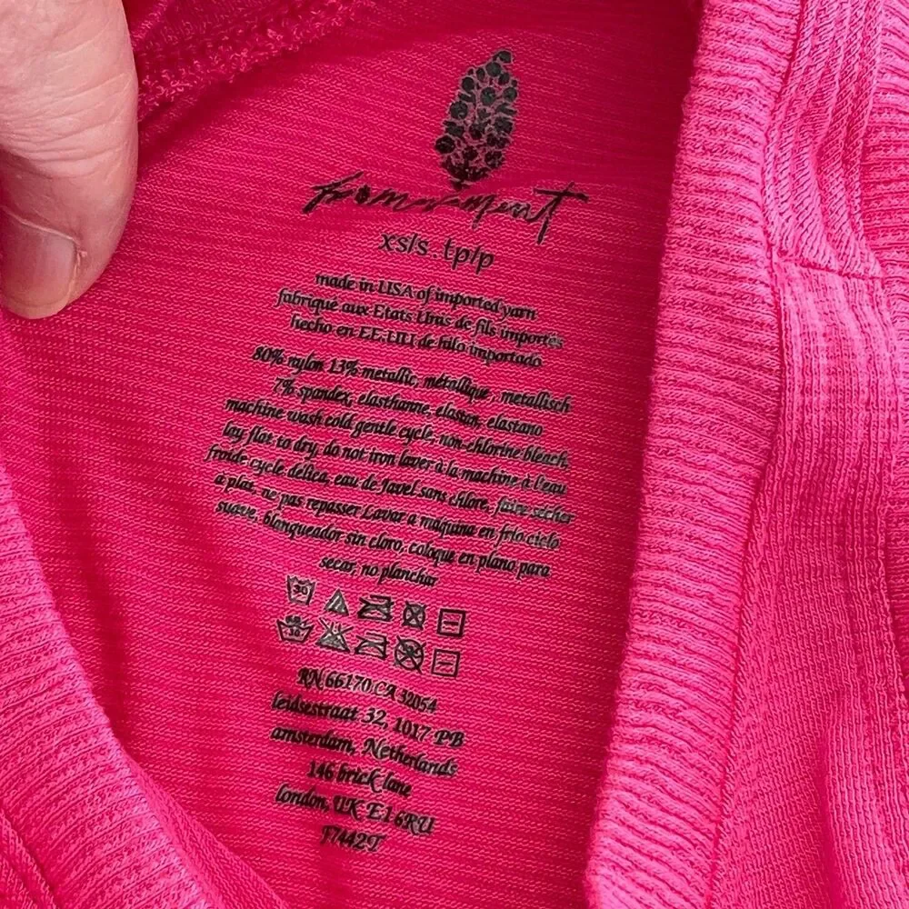 Free People Movement Take You There Punch Crush Pink Racerback Tank Top NEW XS/S